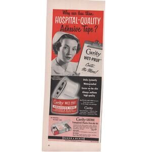Curity Adhesive Medical Tape Advertisement 1940 Vintage Nurse First Aid Hospital
